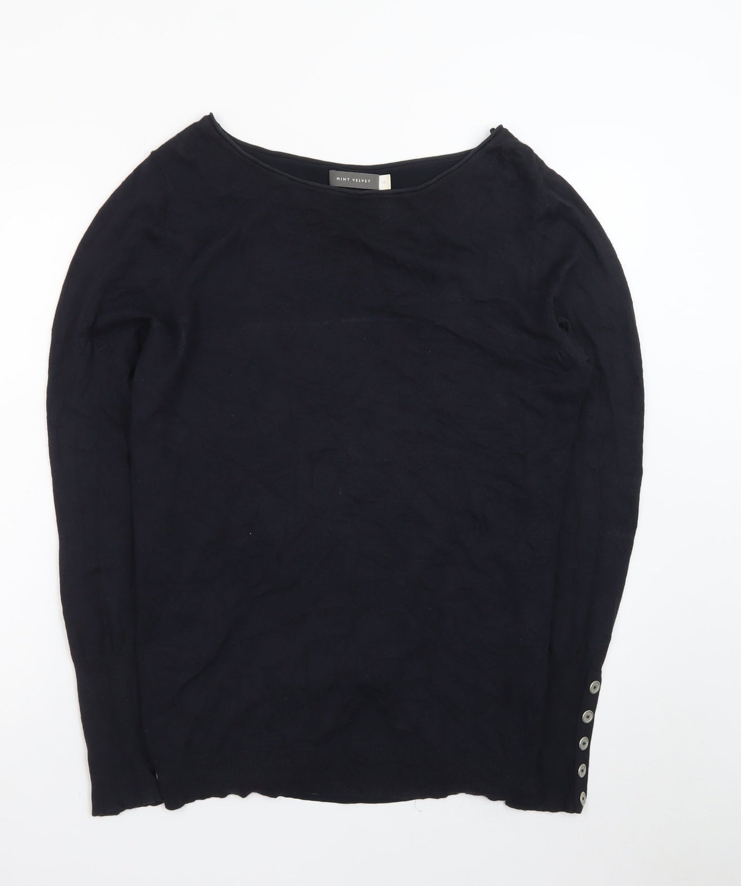 Mint Velvet Women's Black Size 12 Long Sleeve Boat Neck Zip Back Jumper