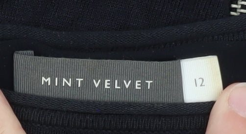 Mint Velvet Women's Black Size 12 Long Sleeve Boat Neck Zip Back Jumper