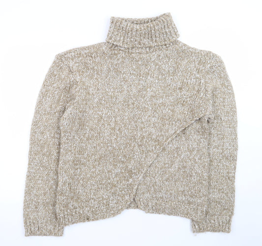 Dorothy Perkins Womens Beige Roll Neck Chunky Knit Jumper Size M