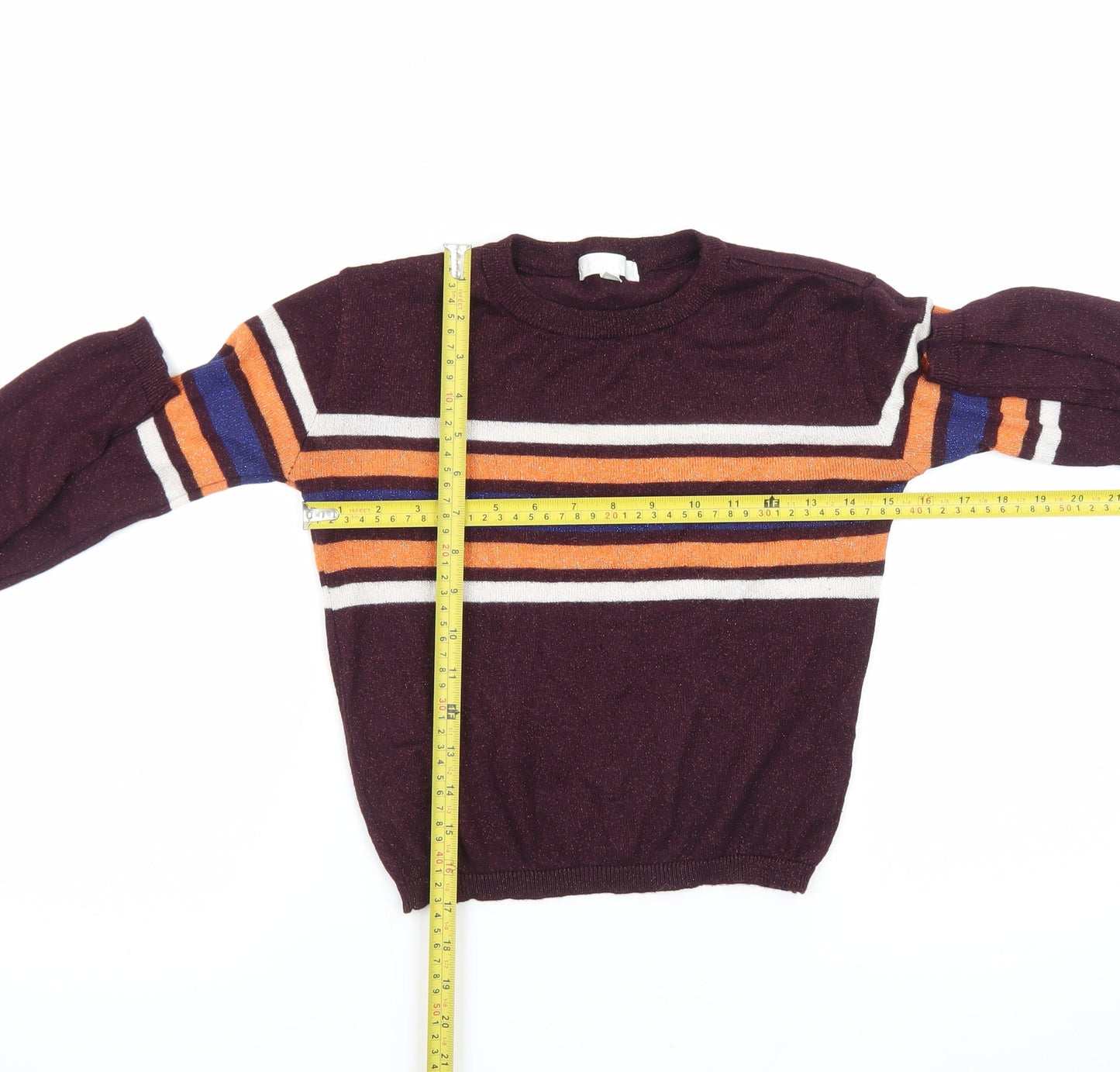 Cooperative Womens Brown Striped Crew Neck Pullover Jumper Size S