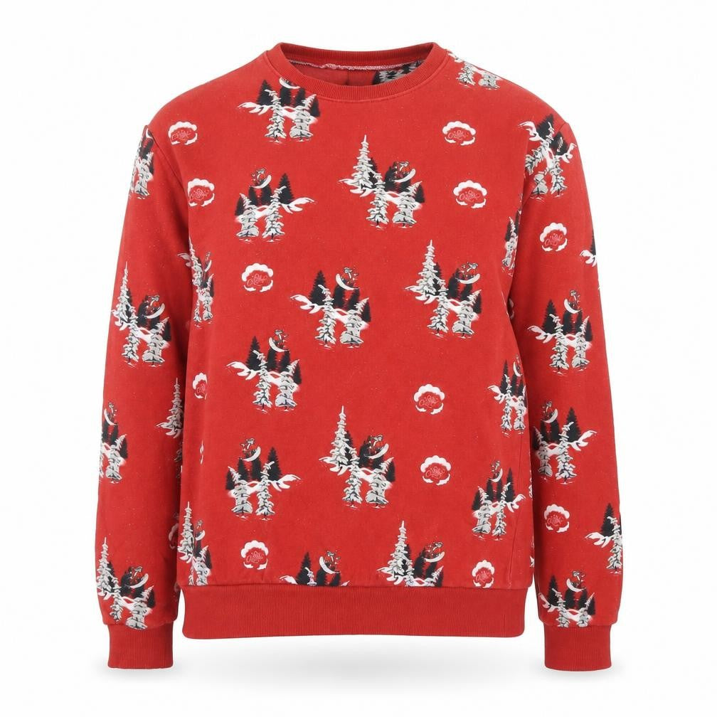 H&M Women Red Christmas Graphic Long Sleeve Cotton Jumper M