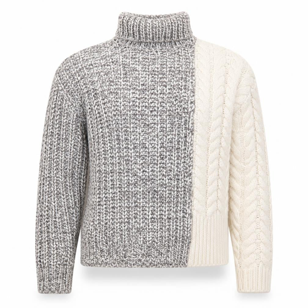 Zara Girls Grey & Ivory Roll Neck Pullover Jumper Size 13-14 Years Wool Blend