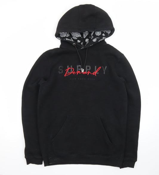 Supply & Demand Men's Black Pullover Hoodie M Graphic Print Paisley Lined