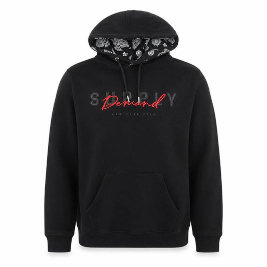 Supply & Demand Men's Black Pullover Hoodie M Graphic Print Paisley Lined