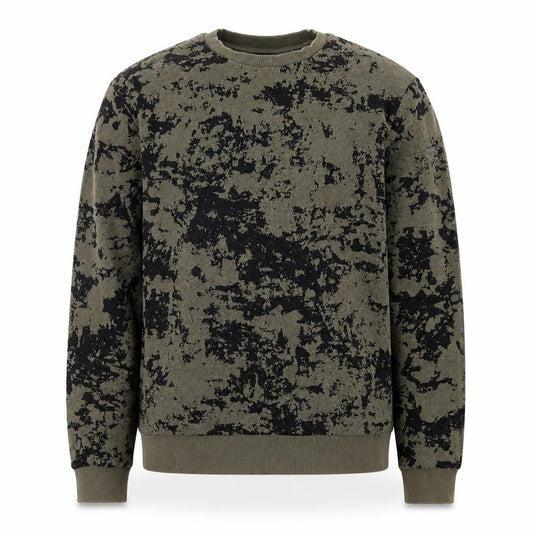 Zara Man Green Camouflage Crew Neck Pullover Sweatshirt Size S