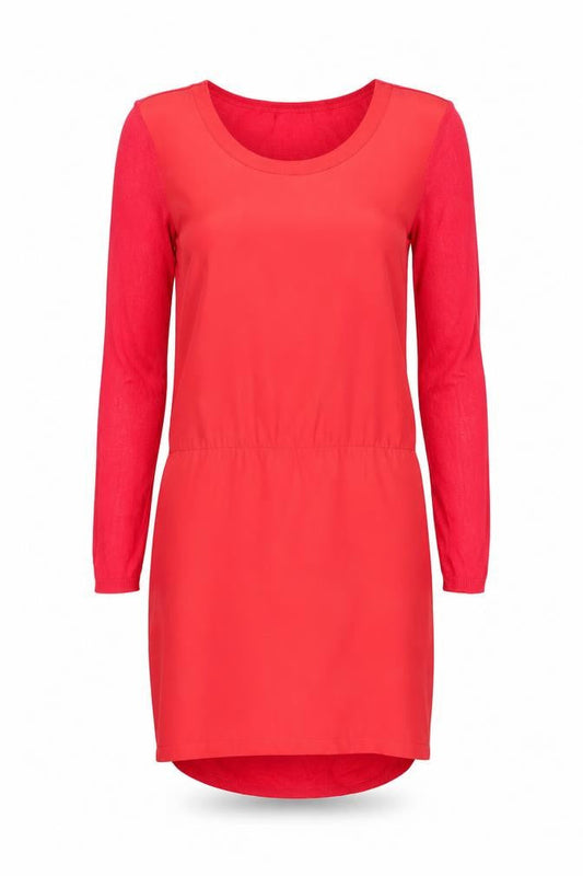 Mango Women’s Red Shift Dress Long Sleeve Size S Casual Classic