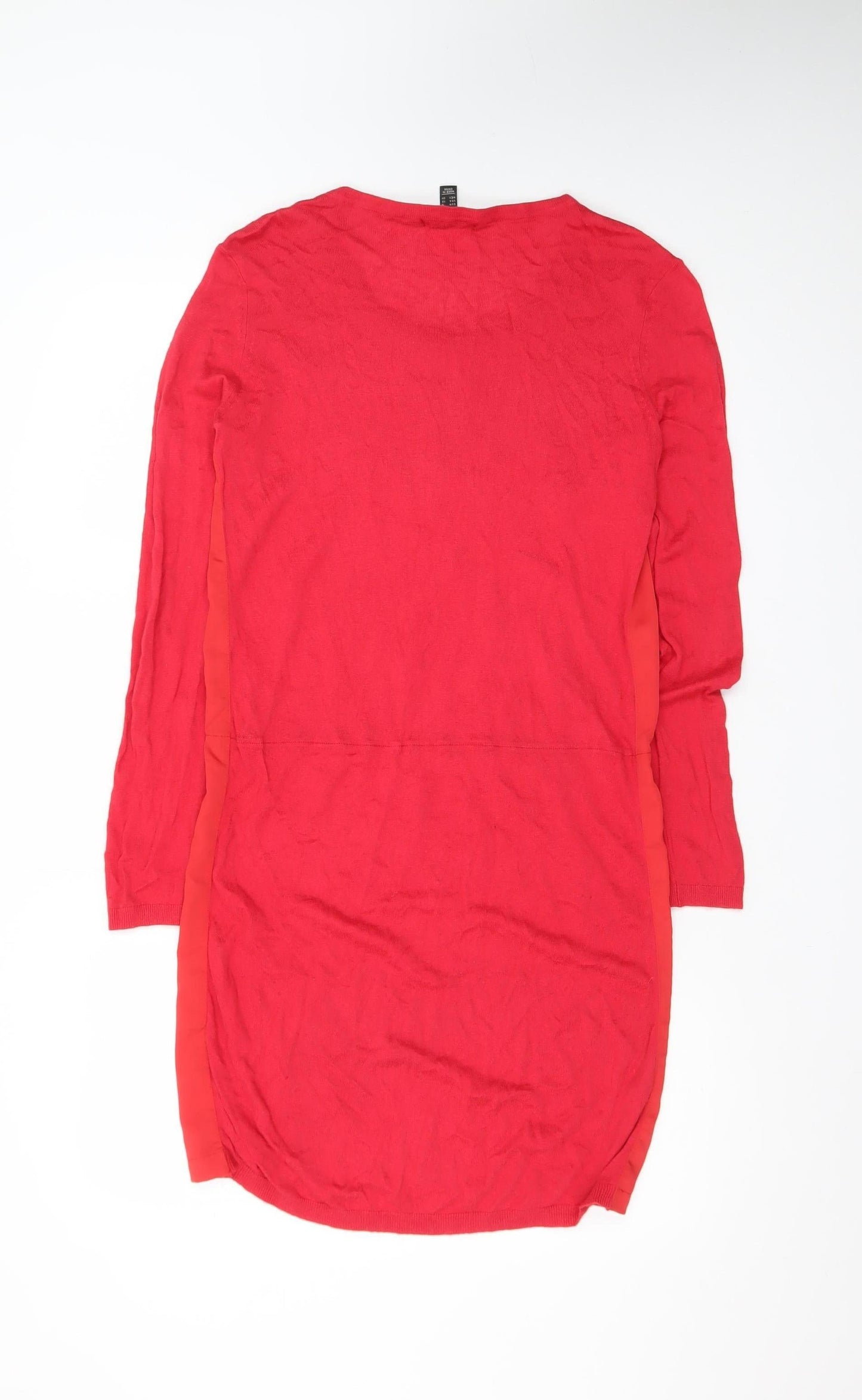 Mango Women’s Red Shift Dress Long Sleeve Size S Casual Classic