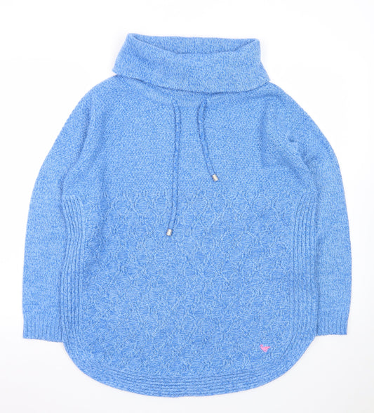 Country Rose Women Blue Cable Knit Cowl Neck Pullover Jumper M