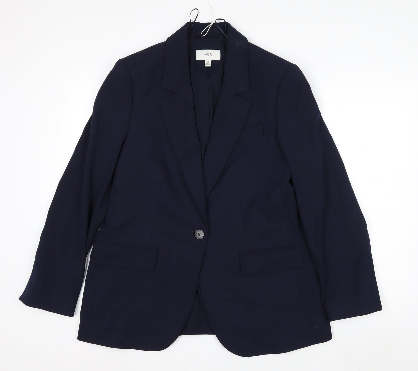 Marks and Spencer Women's Blue Size 14 Regular Fit Blazer
