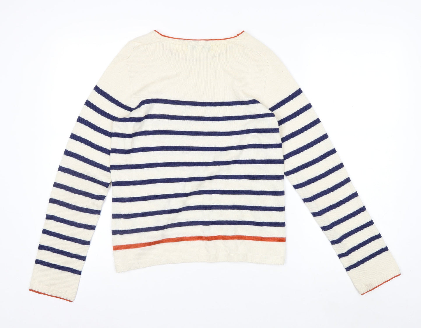 Uniqlo Women Ivory Striped Wool Knit Jumper S