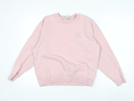 Victoria's Secret PINK Women's Pink Medium Pullover Sweatshirt Heart Rhinestone