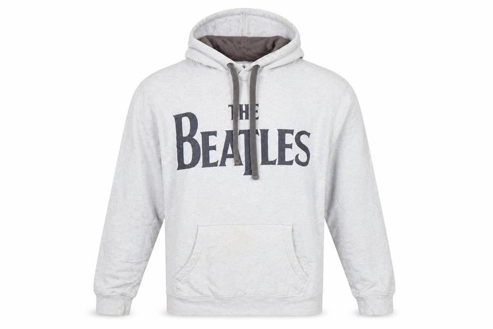 George Men's Grey The Beatles Pullover Hoodie Medium Cotton Fleece