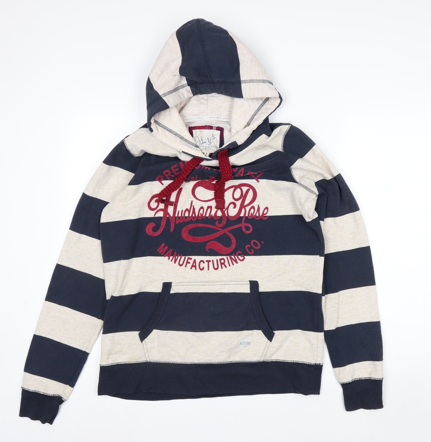 New Look Hudson & Rose Beige Blue Stripe Hooded Pullover 10 Women’s Hoodie