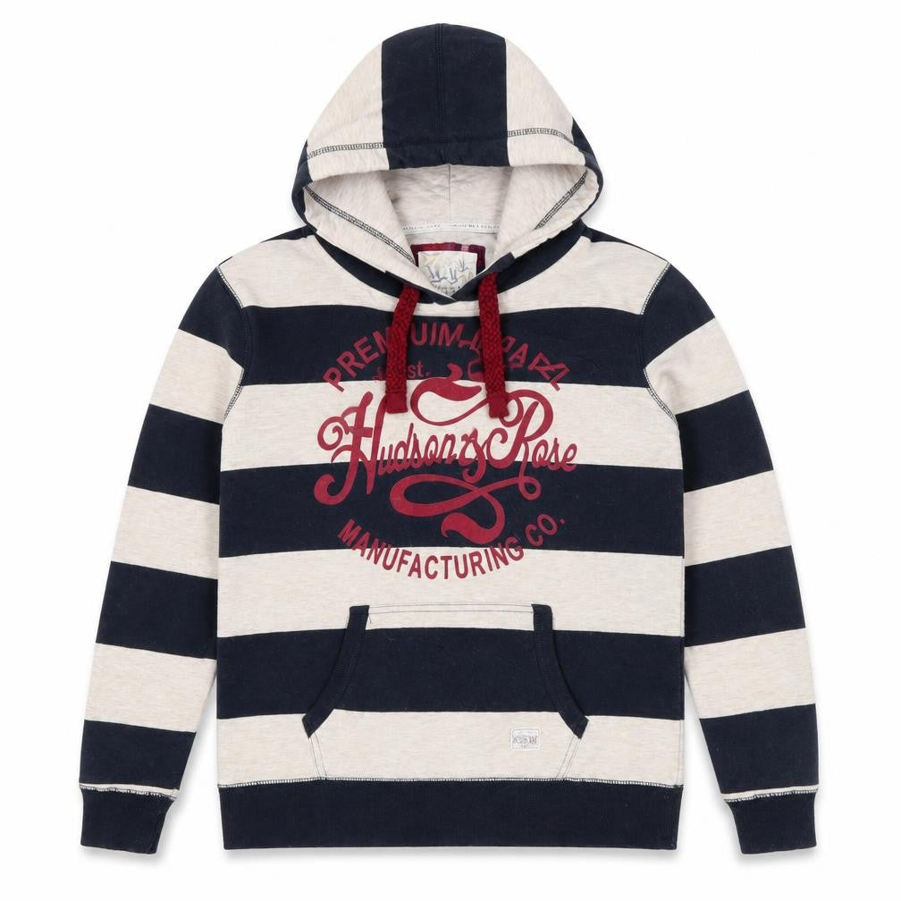 New Look Hudson & Rose Beige Blue Stripe Hooded Pullover 10 Women’s Hoodie