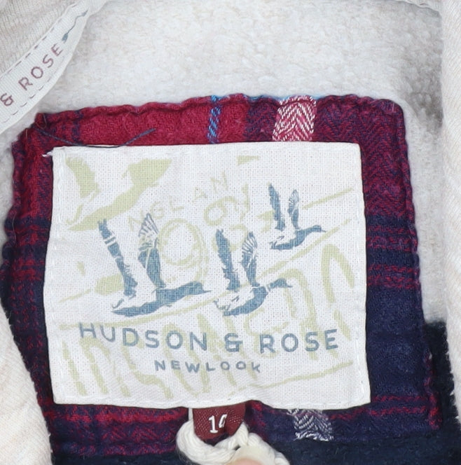 New Look Hudson & Rose Beige Blue Stripe Hooded Pullover 10 Women’s Hoodie