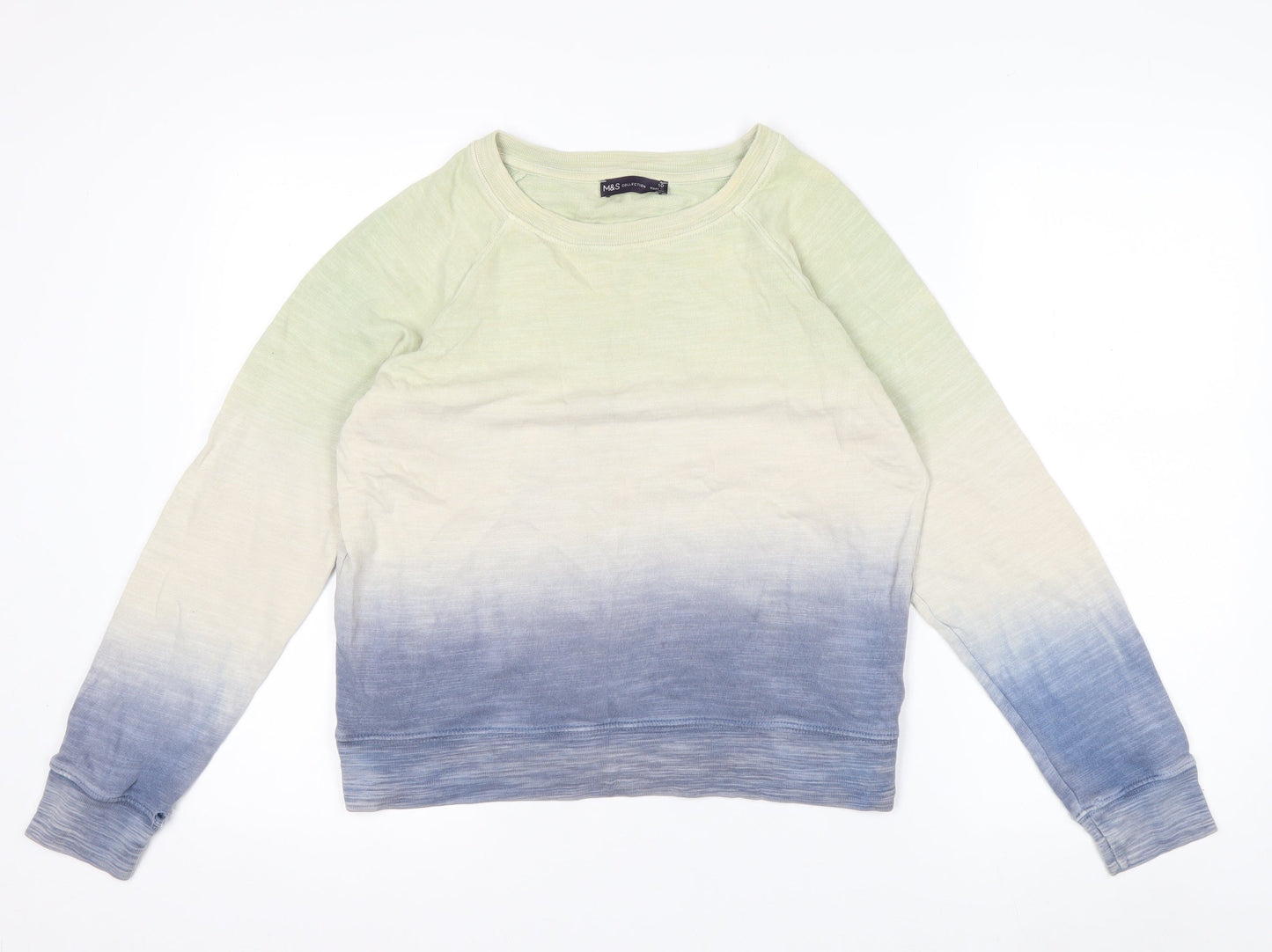 Marks and Spencer Womens Blue Ombre Cotton Pullover Sweatshirt Size 10