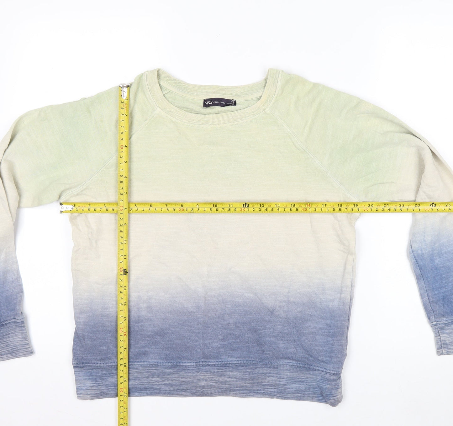 Marks and Spencer Womens Blue Ombre Cotton Pullover Sweatshirt Size 10