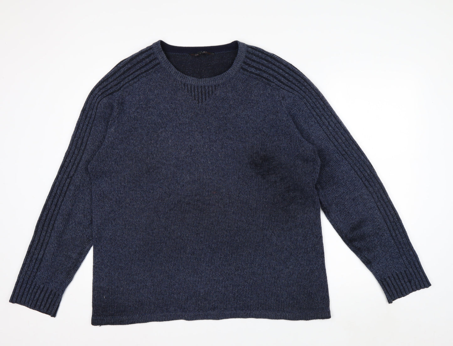 Jeff Banks Women Blue Wool Blend Crew Neck Pullover Jumper L