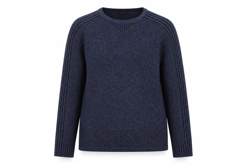 Jeff Banks Women Blue Wool Blend Crew Neck Pullover Jumper L