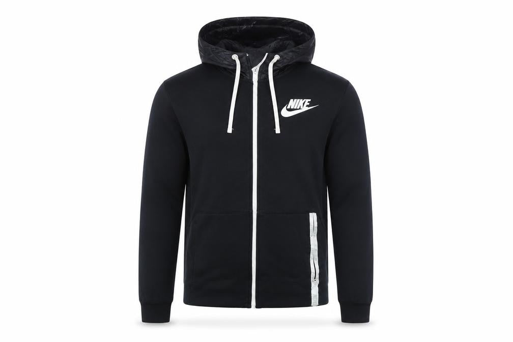 Nike Men's Black Full Zip Hoodie Size M Sportswear Cotton Blend