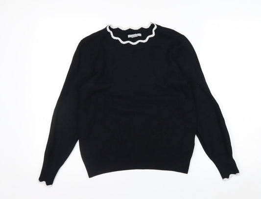 H&M Women Black Round Neck Knit Pullover Jumper Size 10