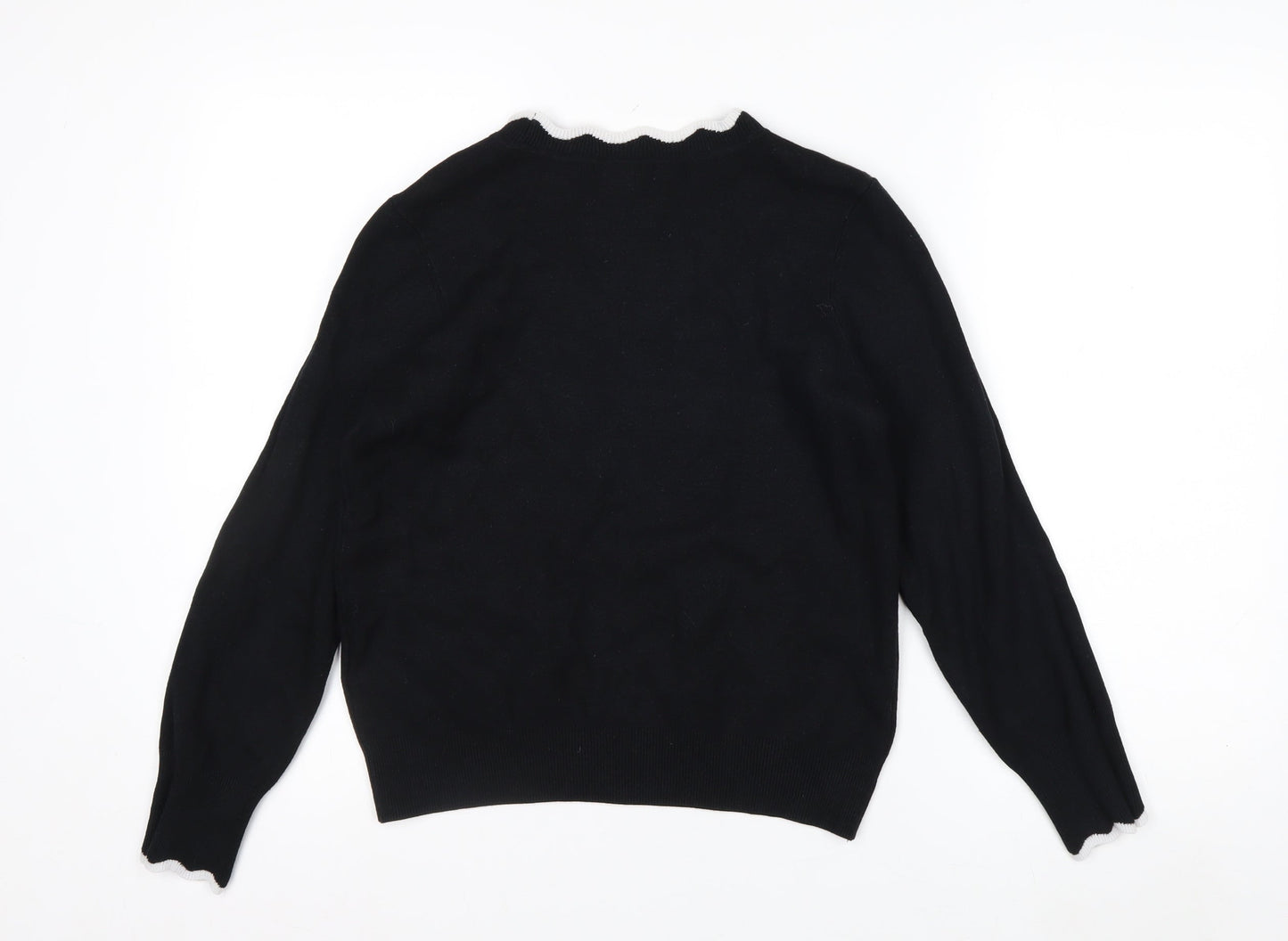 H&M Women Black Round Neck Knit Pullover Jumper Size 10