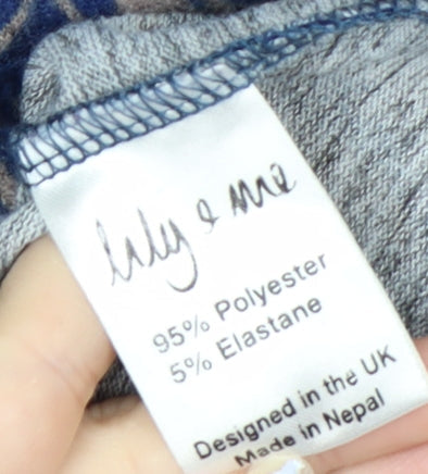 Lily and Me Women Blue Floral Pullover Jumper Size 14