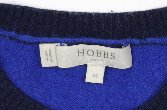 Hobbs Women’s Navy Blue Wool Cashmere Crew Neck Jumper XS