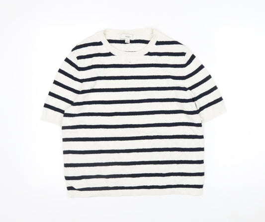 Marks and Spencer Womens White Striped Knit Short Sleeve T-Shirt M