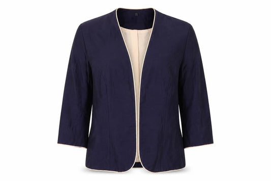 Kaliko Women's Blue Linen Blend Suit Jacket Size 16 Lined Lightweight
