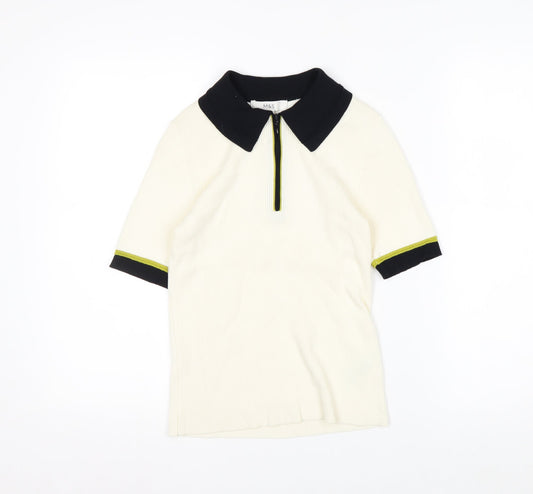 Marks and Spencer Women’s Ivory Knit Collared Polo Top Size S