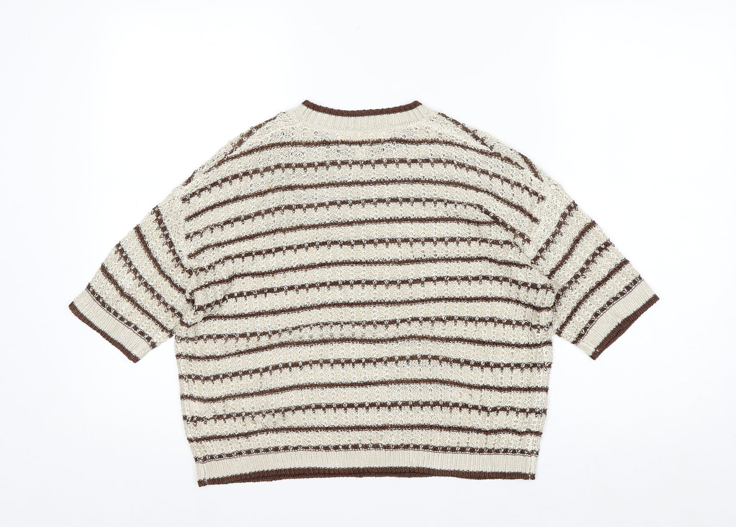 Marks and Spencer Per Una Women Beige Brown Striped Knit Jumper M