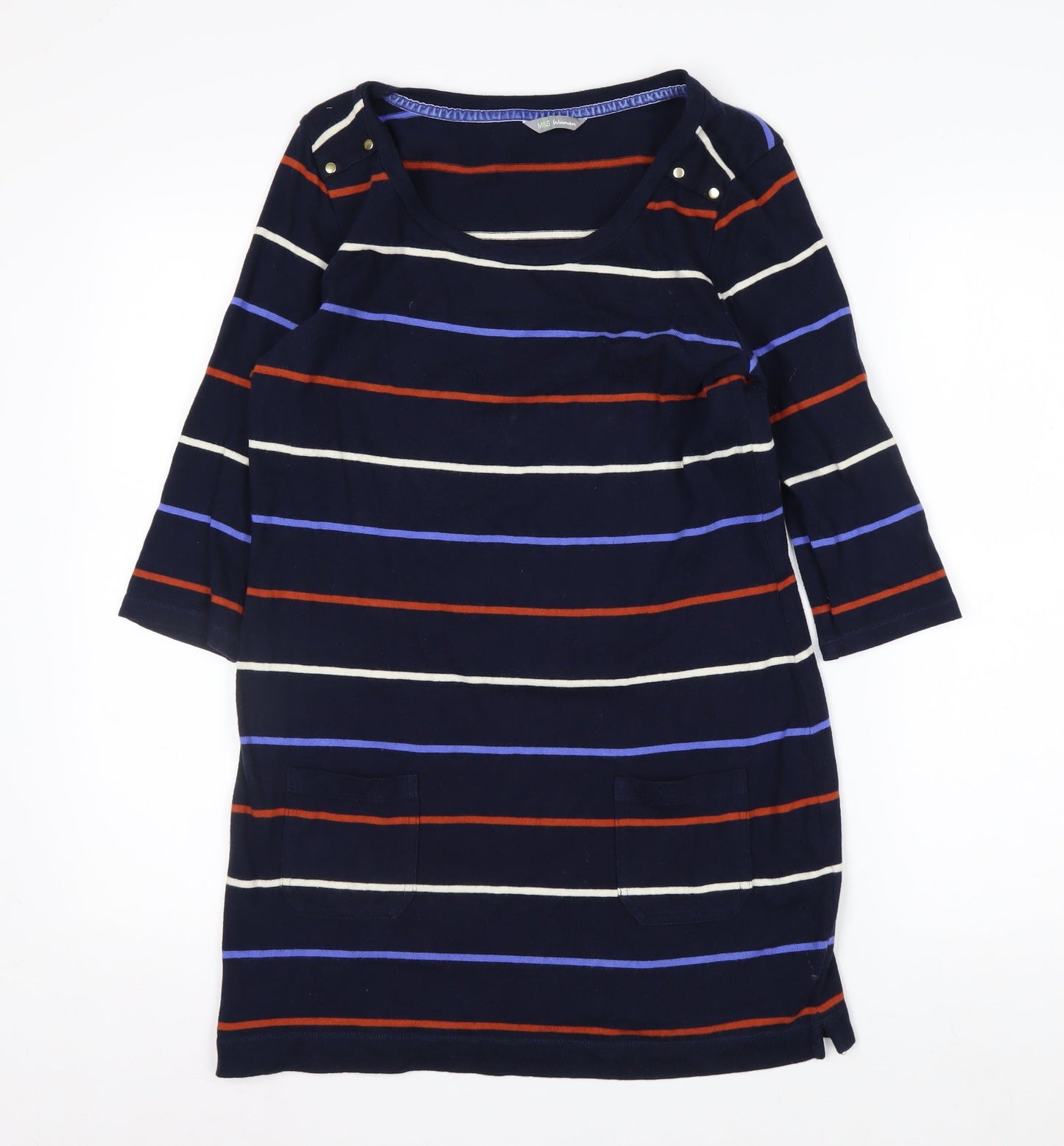 Marks and Spencer Women’s Blue Striped Cotton Tunic Top Size 10
