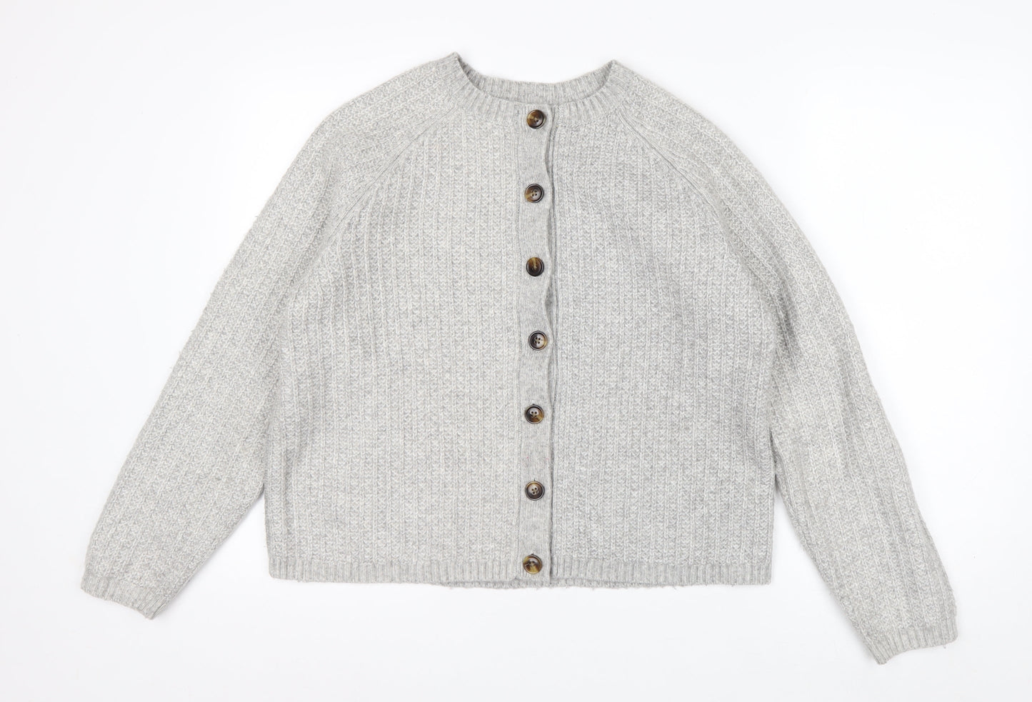 Marks and Spencer Womens Grey Chunky Knit Cardigan Size M