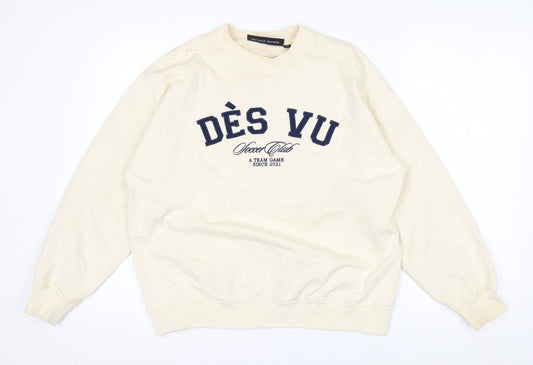 Dès Vu Women's Beige Pullover Sweatshirt XS Cotton Blend