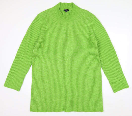 Nobody's Child Women Green Mock Neck Ribbed Long Sleeve Jumper L