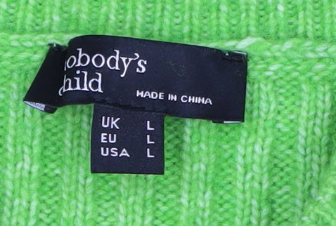 Nobody's Child Women Green Mock Neck Ribbed Long Sleeve Jumper L