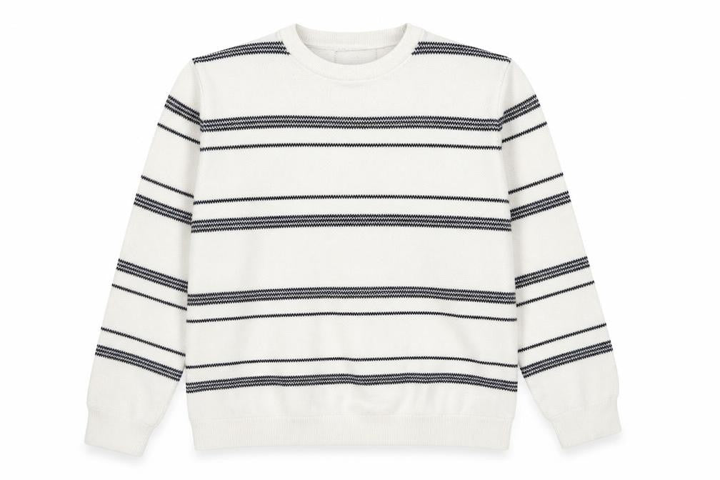 Marks & Spencer Men's White Striped Cotton Crew Neck Jumper XL