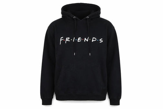 H&M L.O.G.G. Men's Black Friends Pullover Hoodie M Fleece Graphic