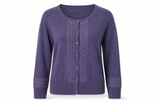 RJR.John Rocha Women Purple Cotton 3/4 Sleeve Cardigan Size 14