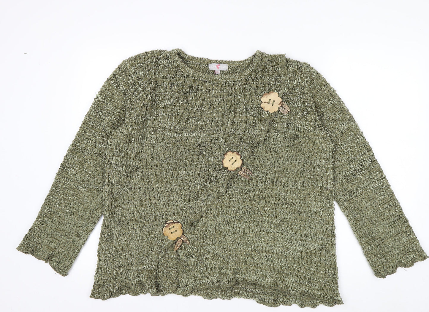 Key West Women’s Green Knit Cardigan M Long Sleeve Lightweight