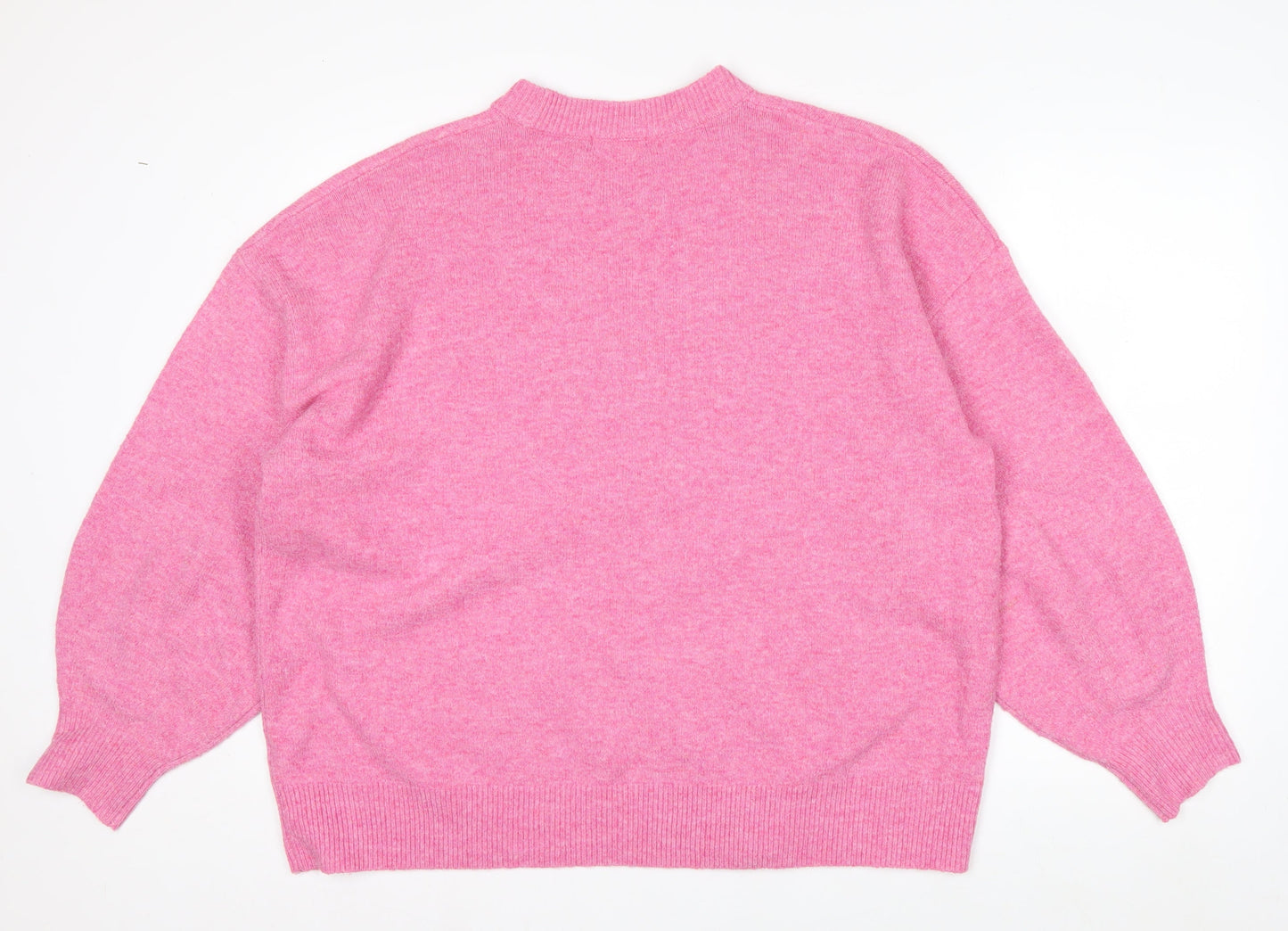 Tu Womens Pink Sequin Bow Knit Jumper Size 18 Crew Neck Pullover