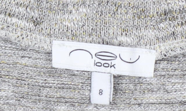 New Look Womens Grey Scoop Neck Knit Pullover Jumper Size 8