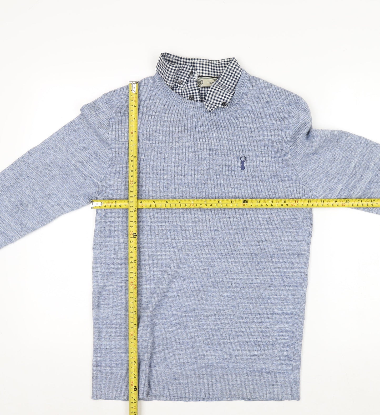 Next Men's Blue Cotton Blend Crew Neck Jumper M