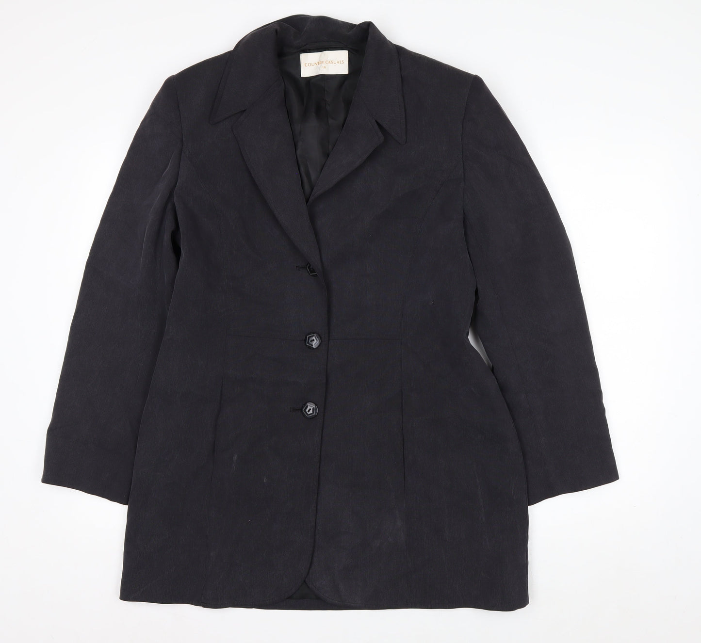 Country Casuals Women Black Size 14 Classic Lined Blazer