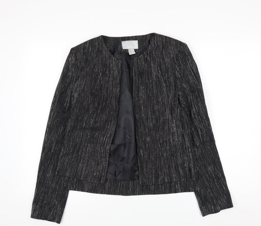 H&M Women's Black Metallic Striped Tuxedo Blazer Size 8