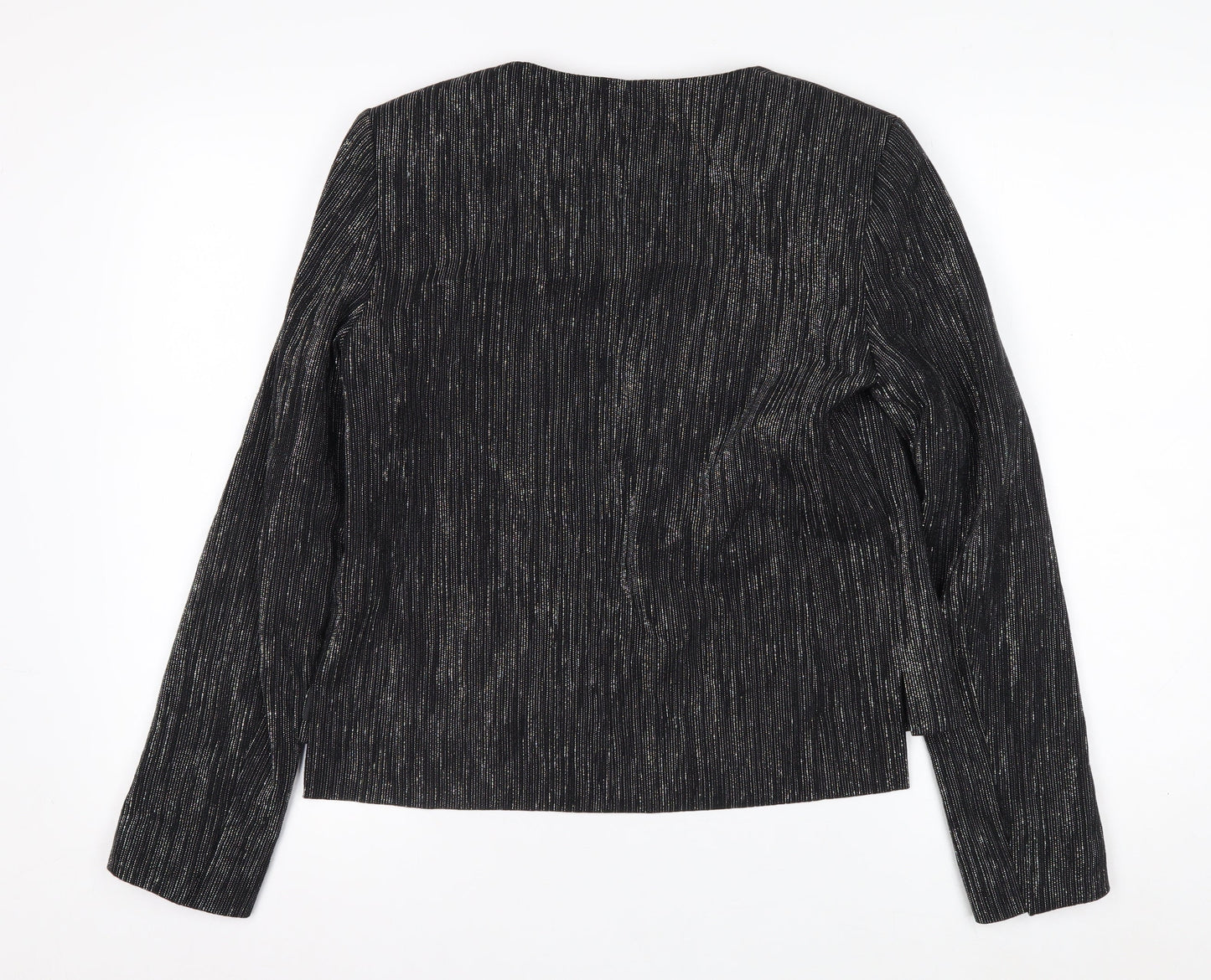 H&M Women's Black Metallic Striped Tuxedo Blazer Size 8