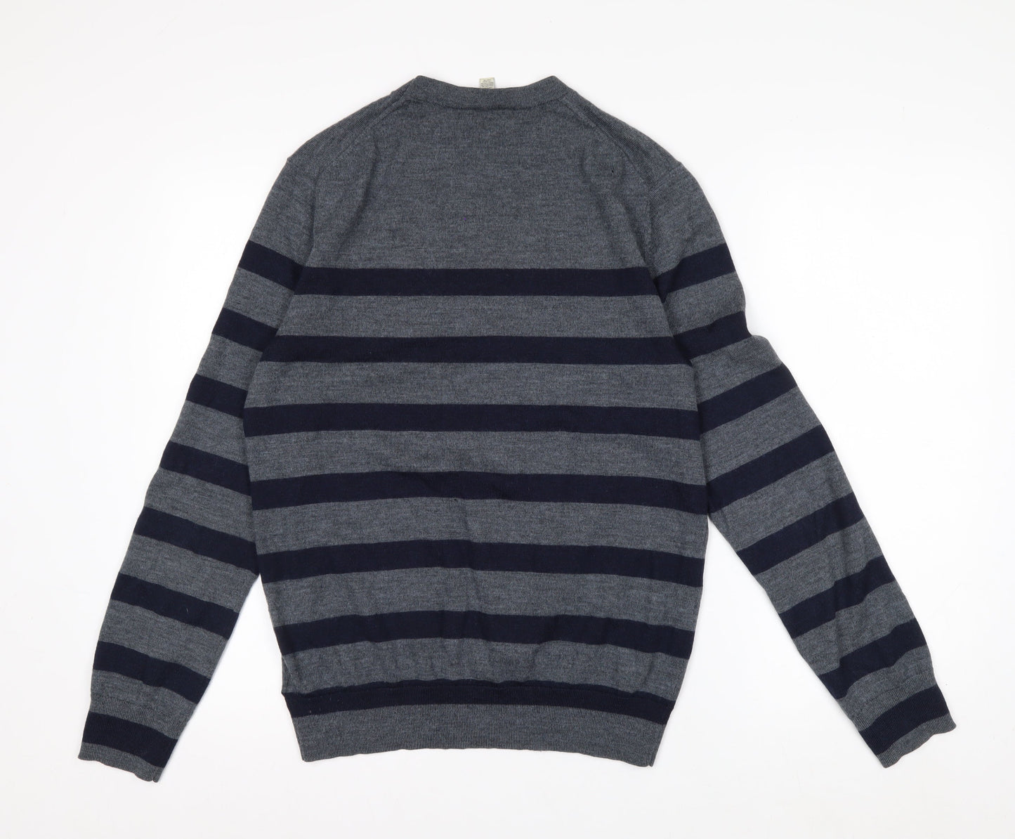 Gap Men's Grey Striped Merino Wool Pullover Jumper M