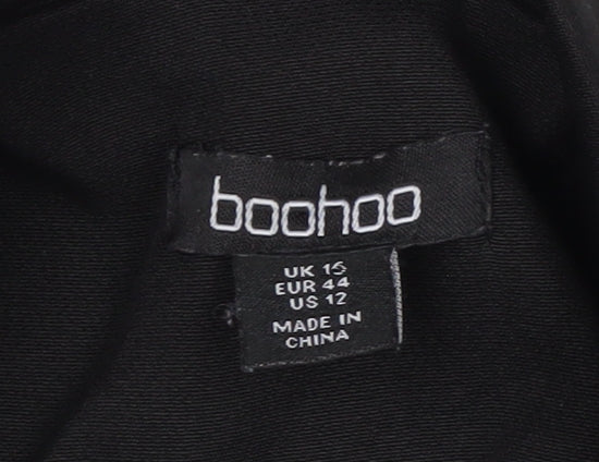 Boohoo Women Black UK 16 Single-Breasted Tailored Blazer