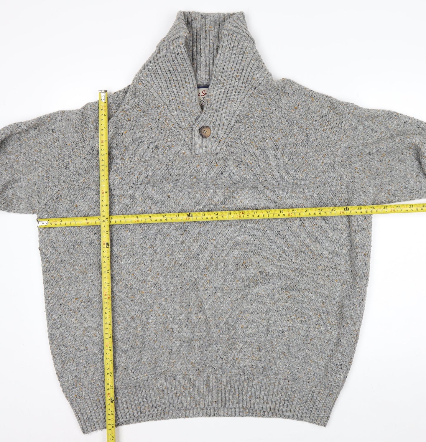 Next Mens Grey XL Chunky Knit High Neck Pullover Jumper